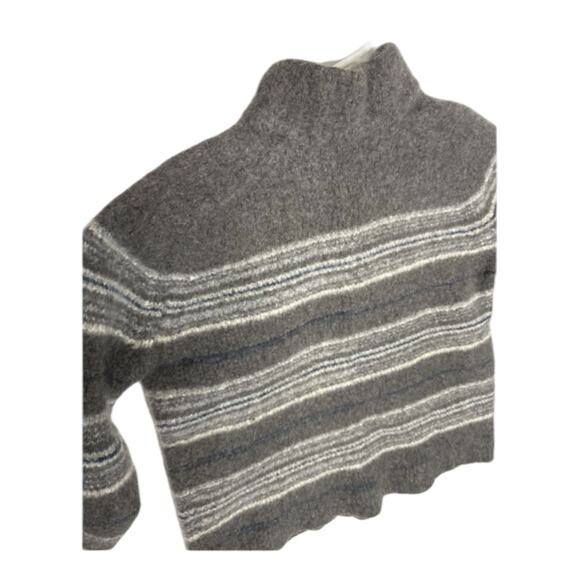 Zegna Sport wool sweater high neck & 1/4 zip gray & cream size small - Picture 6 of 12